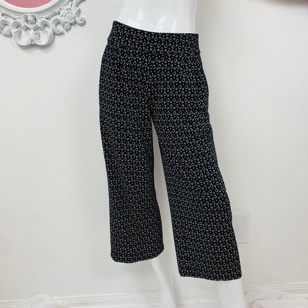 J. Jill / Black White Pleated Cropped